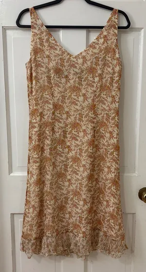 Dana Buchman VTG Cottagecore 100% Silk Midi Dress 6 Y2K Floral Fairycore Ruffle thumbnail 1