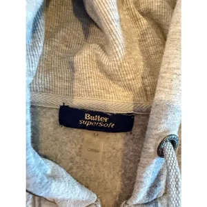 Butter Supersoft Gray Zip Up Hoodie Navy Ombre Trim Size M Soft Lounge thumbnail 5