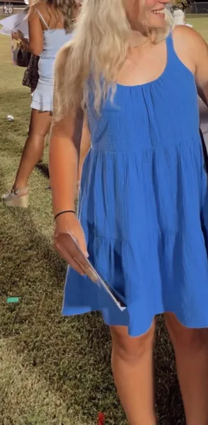 Z Supply Blue Scoop Neck Mini Dress thumbnail 2