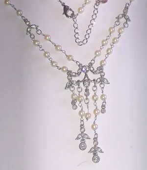 Monet Elegant Faux Pearl and Silver Tone Dainty Beaded Necklace thumbnail 1