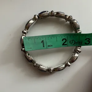 Silver Tone Blue Crystal RhinestoneStretch Bracelet thumbnail 11
