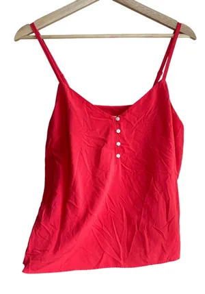 NWT Old Navy coral red rayon tank top spaghetti straps y2k women's‎ size small thumbnail 1