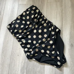 J.Crew Strapless Swimsuit polka dot one piece womens Black size 8 classic beach thumbnail 1