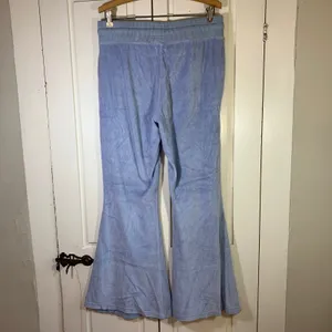 Aerie Womens Medium Velour Flare Leg Drawstring Waist Lounge‎ Pants Blue thumbnail 2