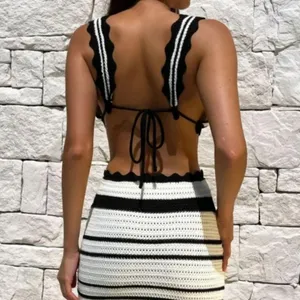 Summer knitted beach skirt Black thumbnail 2