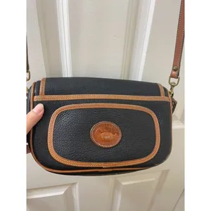 Vintage Dooney & Bourke Horseshoe Brass Bit Clutch Saddle Bag Black USA thumbnail 3