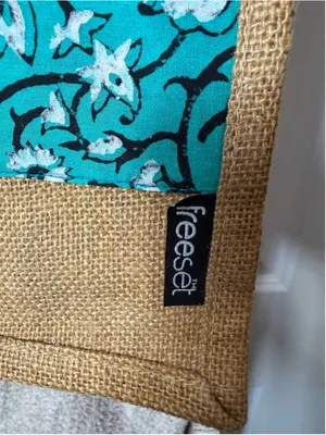 Freeset Brown Teal Jute Tote Bag One Size
EUC thumbnail 3