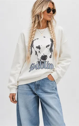 NWT SUBLIME DALMATIAN OVERSIZED PRINTED SWEATSHIRT thumbnail 1