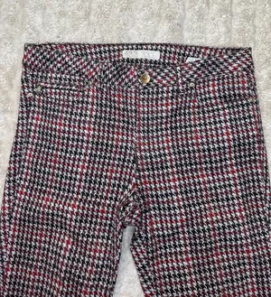 Zara red/brown/cream houndstooth plaid skinny jeans/slim stretch pants Size 6 thumbnail 8