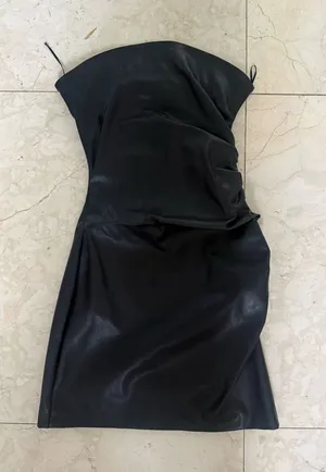 ZARA Black Faux Leather Dress Mini thumbnail 1