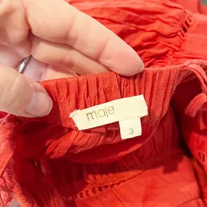 Maje V Neck Mini Babydoll Dress Terracotta Red Large thumbnail 3