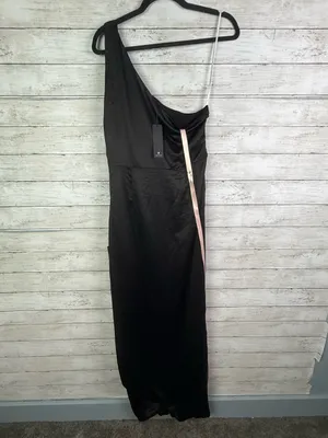 Lulus Dreaming of Elegance Black Satin One-Shoulder Maxi Dress Size Large thumbnail 6