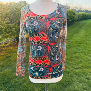 Vocal Rhinestone Embellished Mesh Top | Boho Y2K Graphic Print Long Sleeve M thumbnail 8