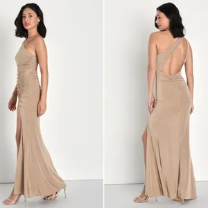 LULU's Sexy Prom Wedding Elegant Slimming One Shoulder Mermaid Trumpet Maxi thumbnail 3