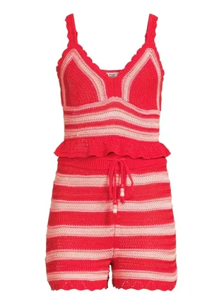NWT Madden NYC red pink crochet knit crop tank top thumbnail 1