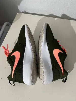 Nike Women’s Roshe Running Shoes Sneakers 6.5 Legion Green Lava Glow thumbnail 6