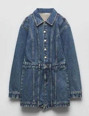 Zara Nwt Denim Trf Dress thumbnail 8