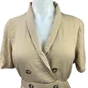Asos Women's Beige Double Breasted Short Sleeve Calf Length Blazer Dress Size 2 thumbnail 3