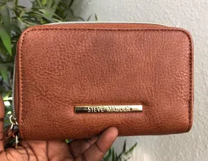 Steve madden brown leather wallet wristlet cardholder bag purse. Measurement in pics thumbnail 2