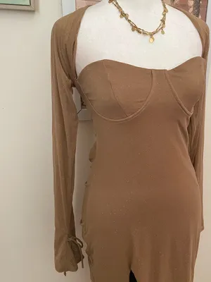 Babyboo Nadia Maxi Dress Gold Sparkle Size Medium thumbnail 6