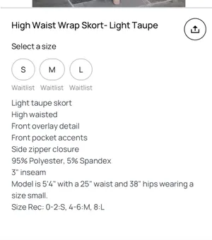 These Three Boutique High waisted wrap skort taupe thumbnail 6