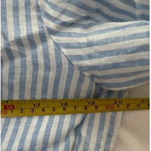 Reformation Blue White Striped Linen Tie Front Button Down Shirt Large thumbnail 5