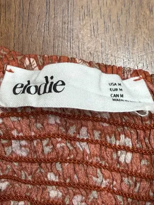 Elodie Women’s Medium Rust Floral Crop Top Long Sleeve Square Neck Boho Blouse(9 thumbnail 5