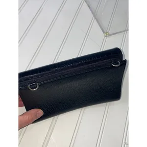 Brighton Black Leather Convertible Crossbody Wallet Croc Heart No Strap thumbnail 8