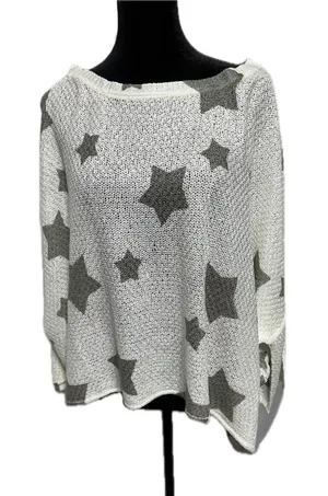 POL Women's Size S Gray/Green Star Pattern Pullover Sweater Polyester‎ thumbnail 1