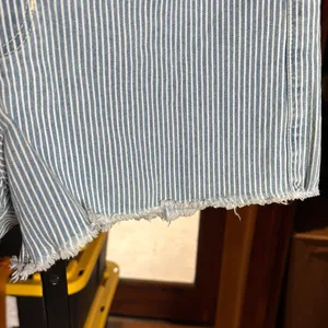 Abercrombie & Fitch Simone High Rise Striped Denim Shorts Blue White Size 26 thumbnail 6