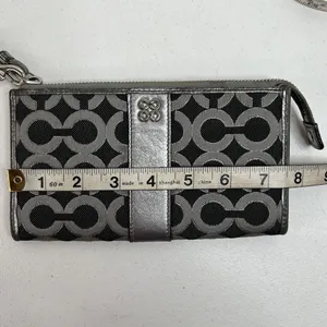 COACH Julia OP Signature Lurex Silver Black Clutch Zippy‎ Wallet Large Wristlet thumbnail 14