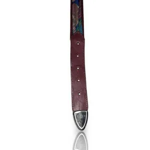 Vintage 1980's Leather & Rolled Fabric Belt | Silver‎ Buckle | Guatemala thumbnail 5