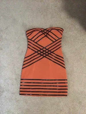Wow Couture Leather Trim Strapless Dress- Size Sm thumbnail 2
