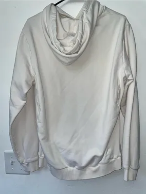 Fabletics White Hoodie Women Medium Pullover Athletic Gym Minimal thumbnail 3