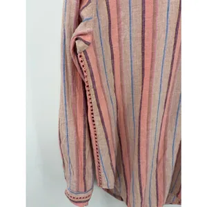 Anthropologie Maeve Lida linen blend pink striped 1/4 button blouse women’s S thumbnail 5