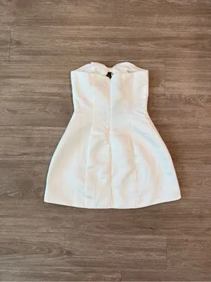 NWT Peppermayo Girl Crush Bow Mini Dress in White, Size 4 thumbnail 2