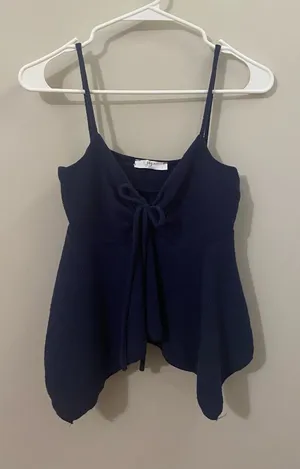 gaze Navy Tie-Front Spaghetti Strap Camisole thumbnail 1