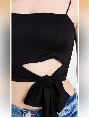 Free People Womens Mila One Shoulder Side Tie Cropped nwt size large thumbnail 12