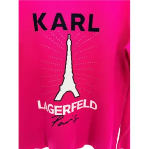 Karl Lagerfeld Paris Hot Pink Eiffel Tower Rhinestone Sweater M NWT Parisian thumbnail 3