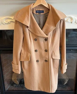 Anne Klein Wool Pea Coat Camel Winter Long thumbnail 6