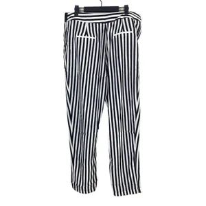 NWT Sans Souci Striped Lightweight Satin Feel Trouser Ankle Pant M Black White thumbnail 12