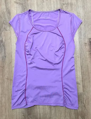 ATHLETA | Women's Lilac‎ Purple Cap Short Sleeve Athletic Fitted Workout Top, S thumbnail 1