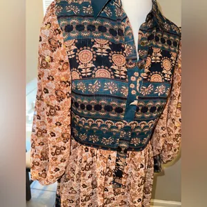 Gorgeous aureum small medium fall jewel tone print button maxi dress thumbnail 2