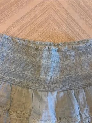 LoveShackFancy Women’s Light Blue Tiered Ruffle Mini Skirt | Size Small thumbnail 3