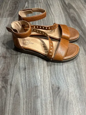 BRIOSO Tan Leather Ankle-Strap Comfort Sandals thumbnail 5