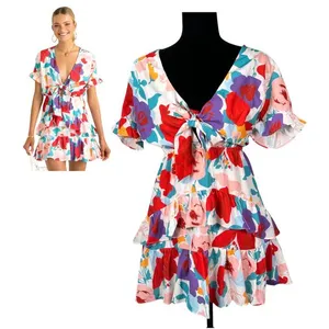 Petal + Pup Floral Tie Front Tiered Mini Dress Size 4 NEW with Tags thumbnail 2