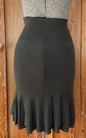 NWT Kookai Paris Jupe Poivre Gray Knit Flounce Mini Skirt Sz 1 (US 2/4)💛🎀 thumbnail 1