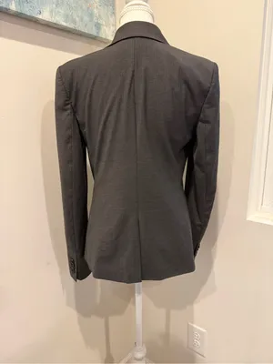 Ann Taylor Wool Blend Charcoal Pinstripe Single-Button Blazer Size 4 thumbnail 3