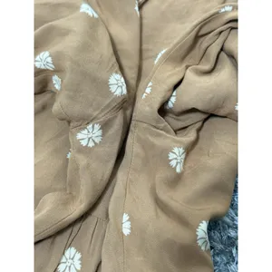 Madewell Women’s Brown Floral Tiered Mini Dress Long Sleeve Peasant Boho Size M thumbnail 9