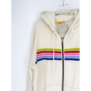 Aviator Nation x Peloton 5 Stripe Zip Hoodie Womens XXL Cream thumbnail 4